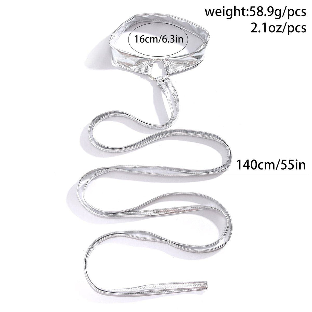 Metallic self tie o ring thigh chain