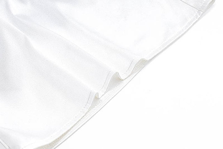 Contrast low cut satin self tie backless sleeveless crop top