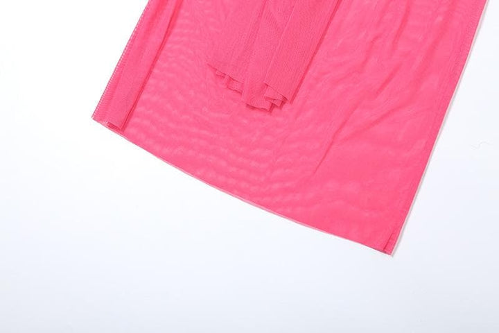 Mesh ruched hollow out see through tube cut out maxi dress  | Festival Outfits Women