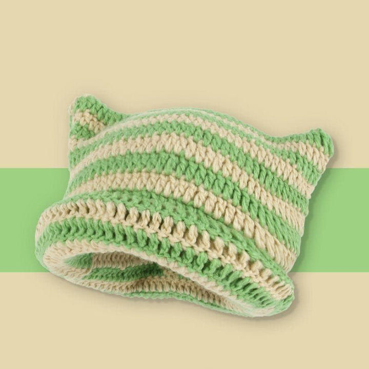 Contrast knitted beanie cap