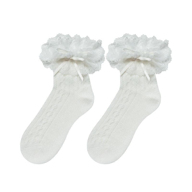 Lace bowknot hollow out short socks
