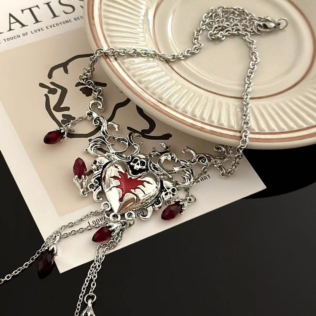 Heart pendant tassels chain necklace