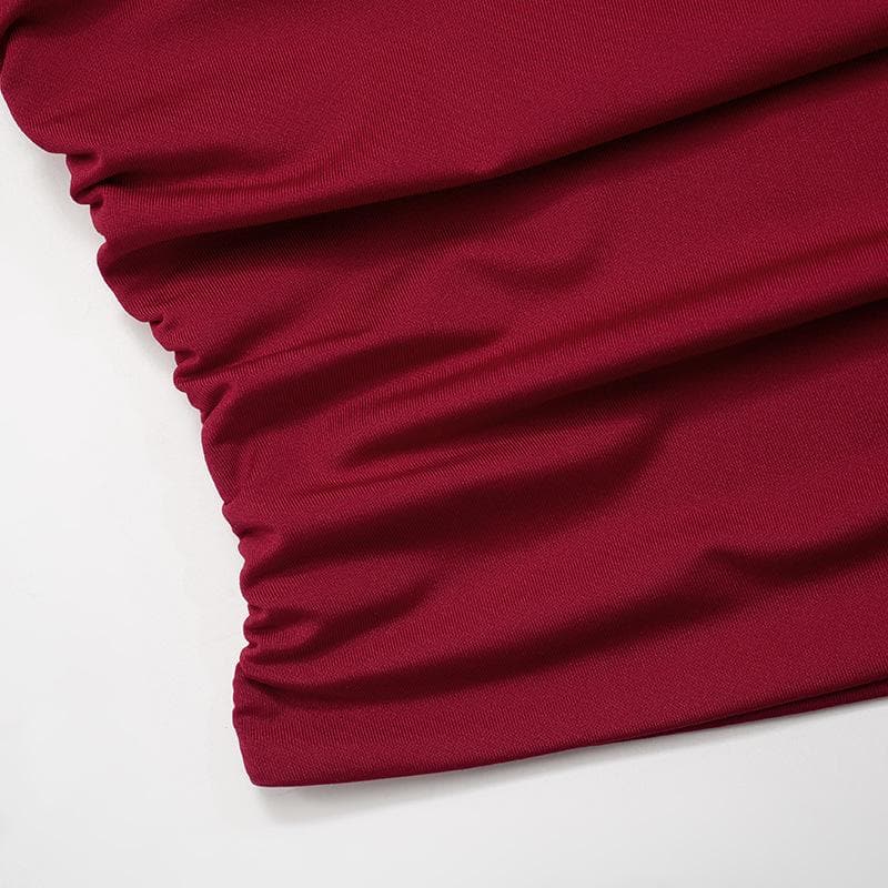 One shoulder solid irregular ruched top  | Festival Outfits Women