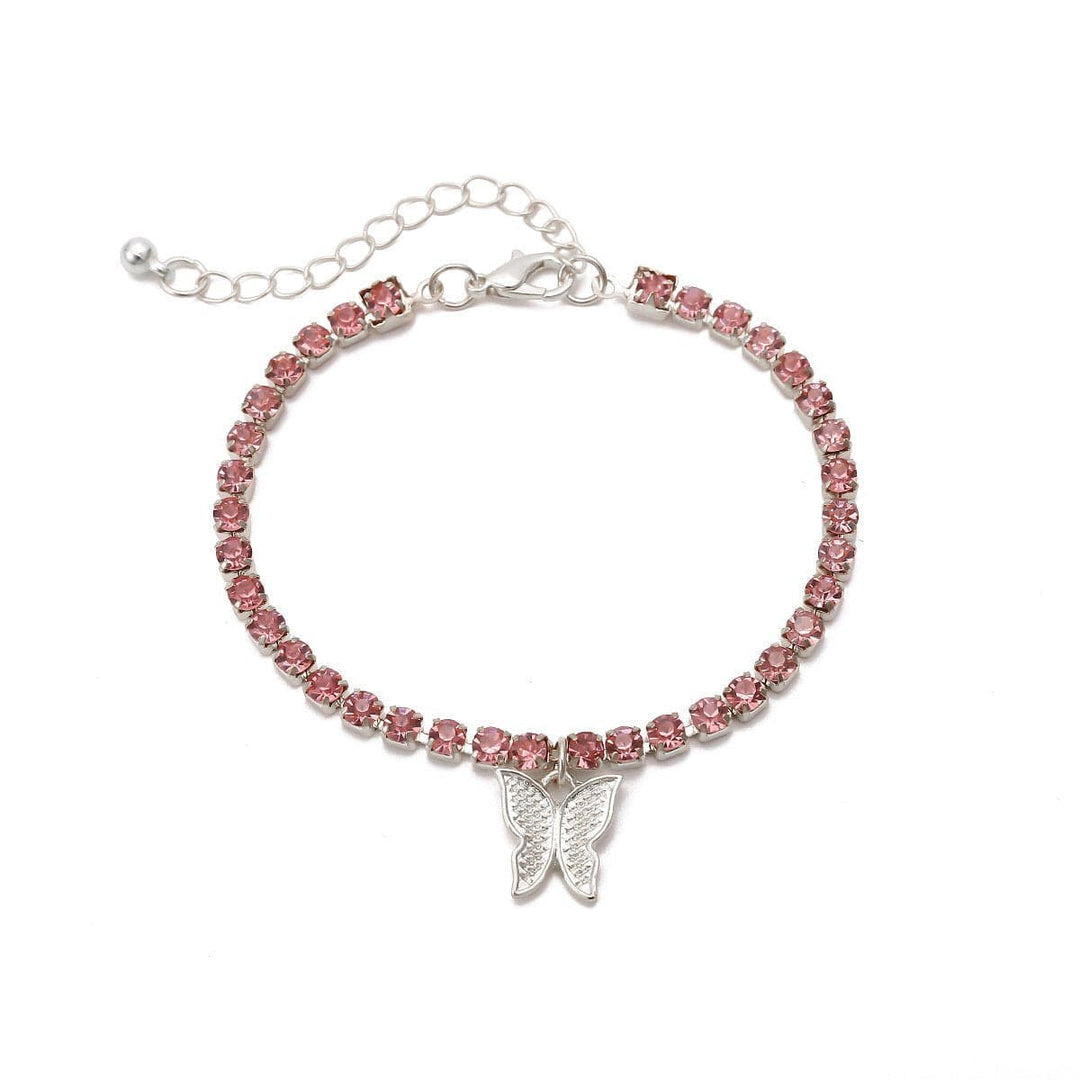 Butterfly pendant rhinestone bracelet
