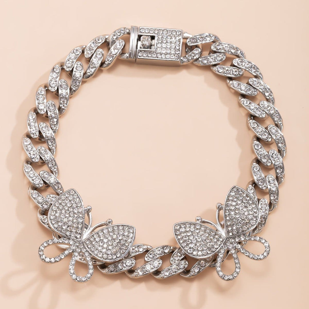 Rhinestone Decor Butterfly Charm Anklet