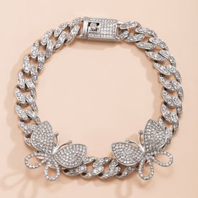 Rhinestone Decor Butterfly Charm Anklet