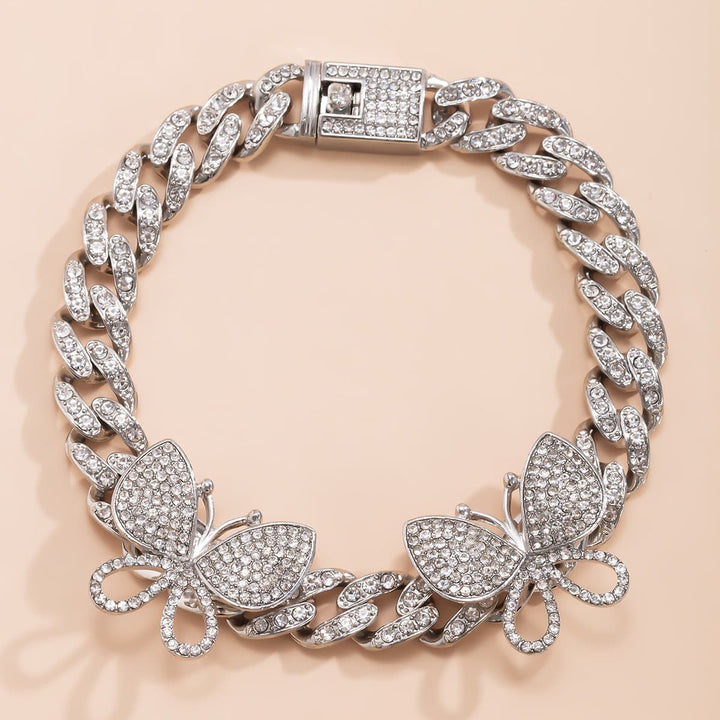 Rhinestone Decor Butterfly Charm Anklet