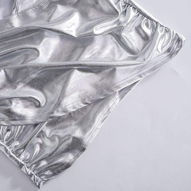 Cross front ruched metallic low rise mini skirt  | Festival Outfits Women