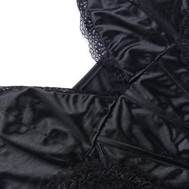 Lace patchwork corset solid v neck cami mini dress  | Festival Outfits Women