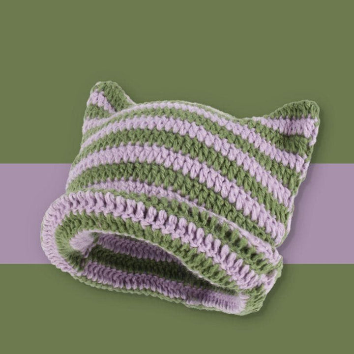 Contrast knitted beanie cap