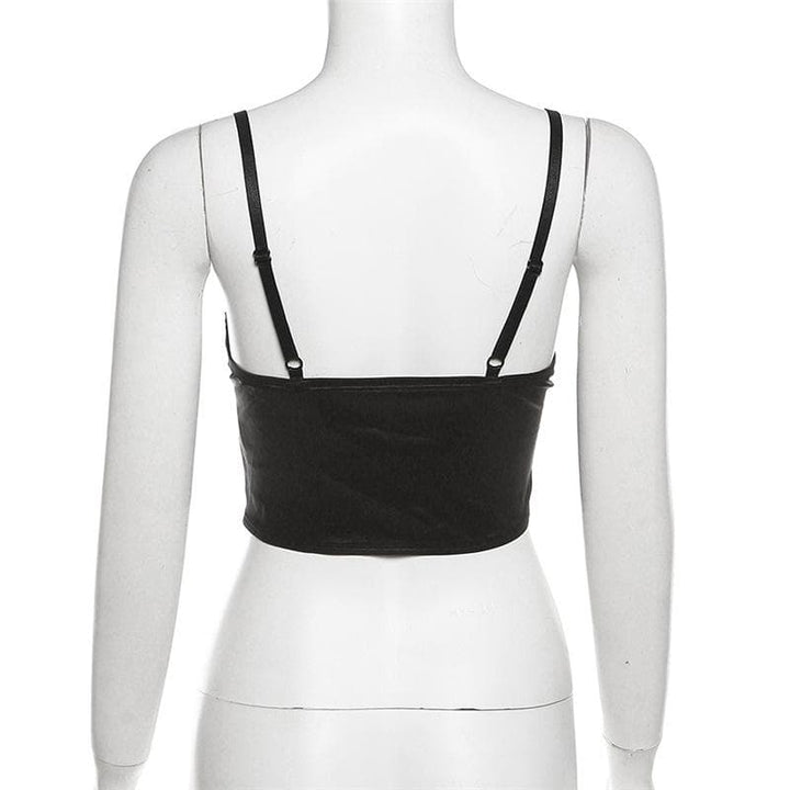 Button lace hem patchwork ruched contrast corset crop top  | Festival Outfits Women