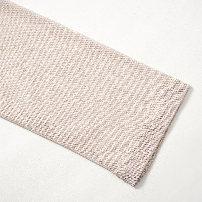 Long sleeve "LOVE" pattern crewneck sheer mesh crop top | Mesh Long Sleeve Crop Top  | Festival Outfits Women