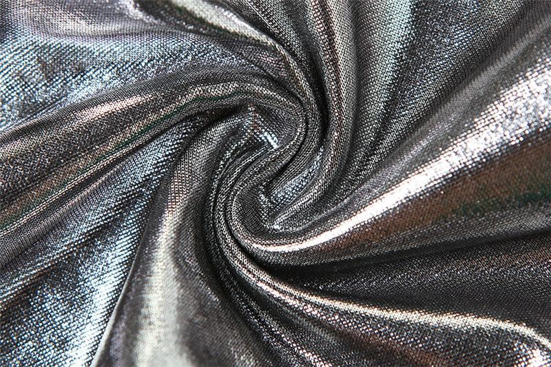 Metallic halter backless hollow out irregular ruched crop cut out top-final-sale