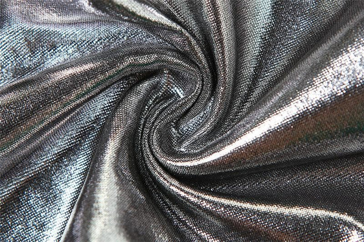 Metallic halter backless hollow out irregular ruched crop cut out top-final-sale