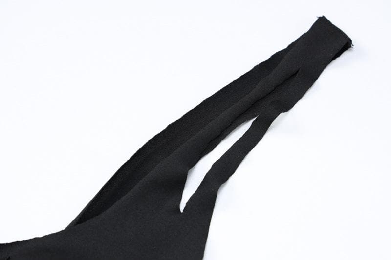 Hollow out solid irregular cross front backless cut out mini dress-final-sale