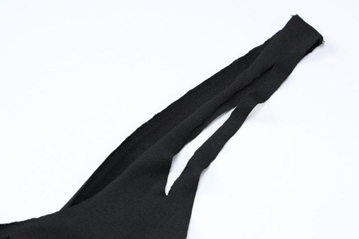 Hollow out solid irregular cross front backless cut out mini dress-final-sale