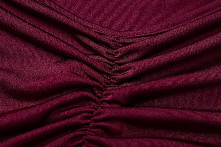 Ruched solid backless cross back v neck lace up maxi dress  | Festival Outfits Women