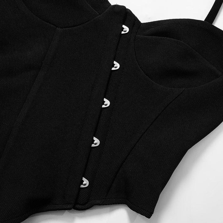 Button one shoulder irregular sleeveless low cut top  | Festival Outfits Women