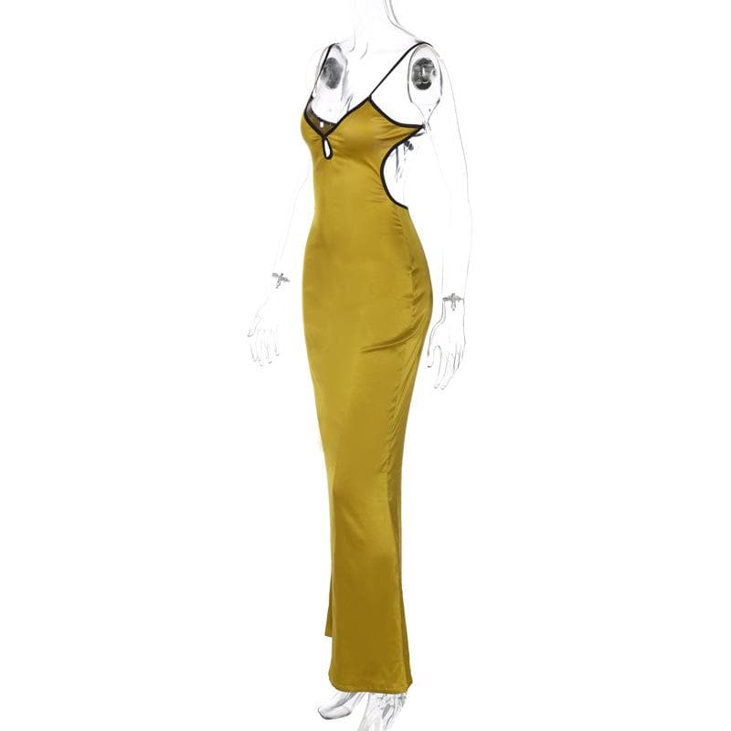 Backless v neck self tie contrast hollow out cami cut out maxi dress Halibuy Backless v neck self tie contrast hollow out cami cut out maxi dress Halibuy