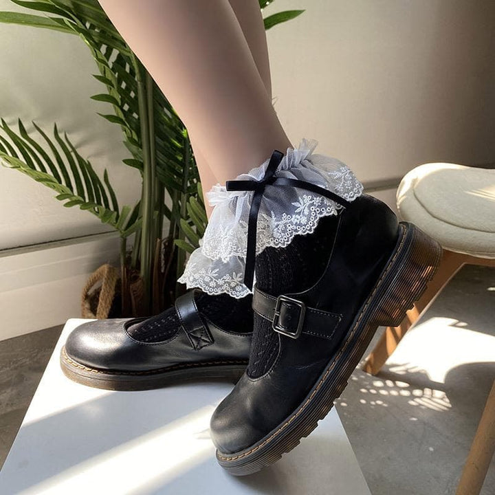 Lace bowknot hollow out short socks