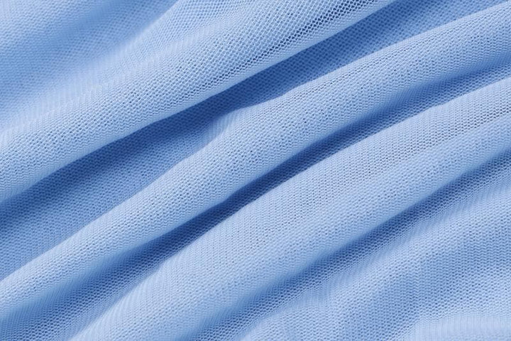 Solid mesh irregular ruffle flower applique ruched tube mini dress-final-sale