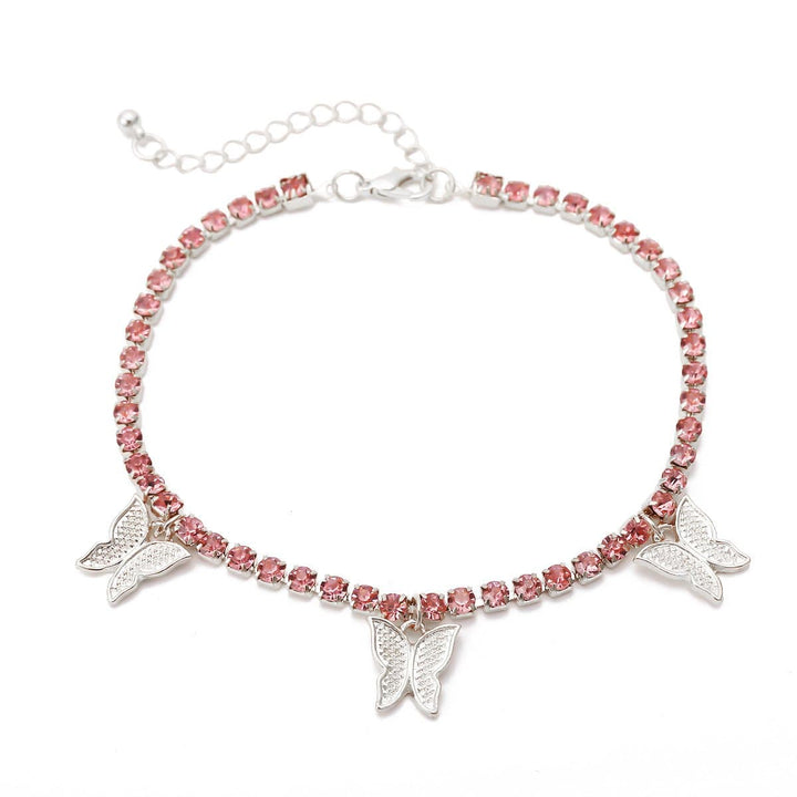 Ankle mai siffar malam buɗe ido mai siffar rhinestone