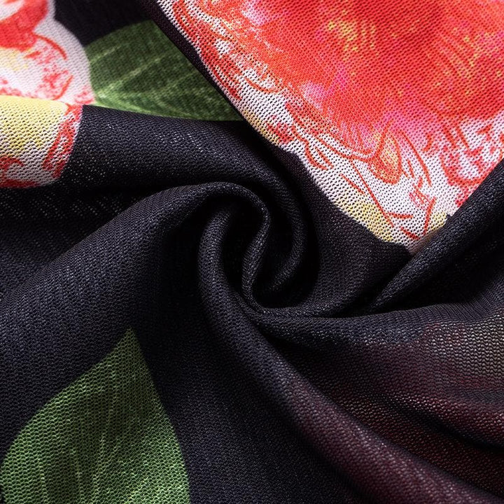 Sheer mesh flower print contrast maxi skirt  | Festival Outfits Women