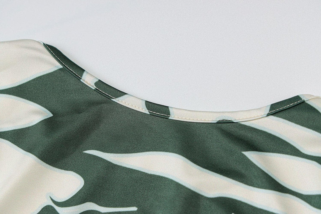 Long sleeve backless print midi dress - Halibuy