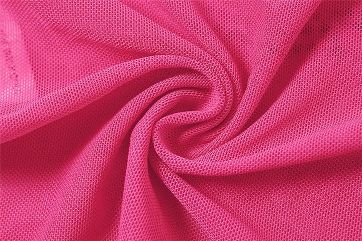 Mesh off shoulder long sleeve beaded halter 2 piece crop top | Mesh Long Sleeve Crop Top