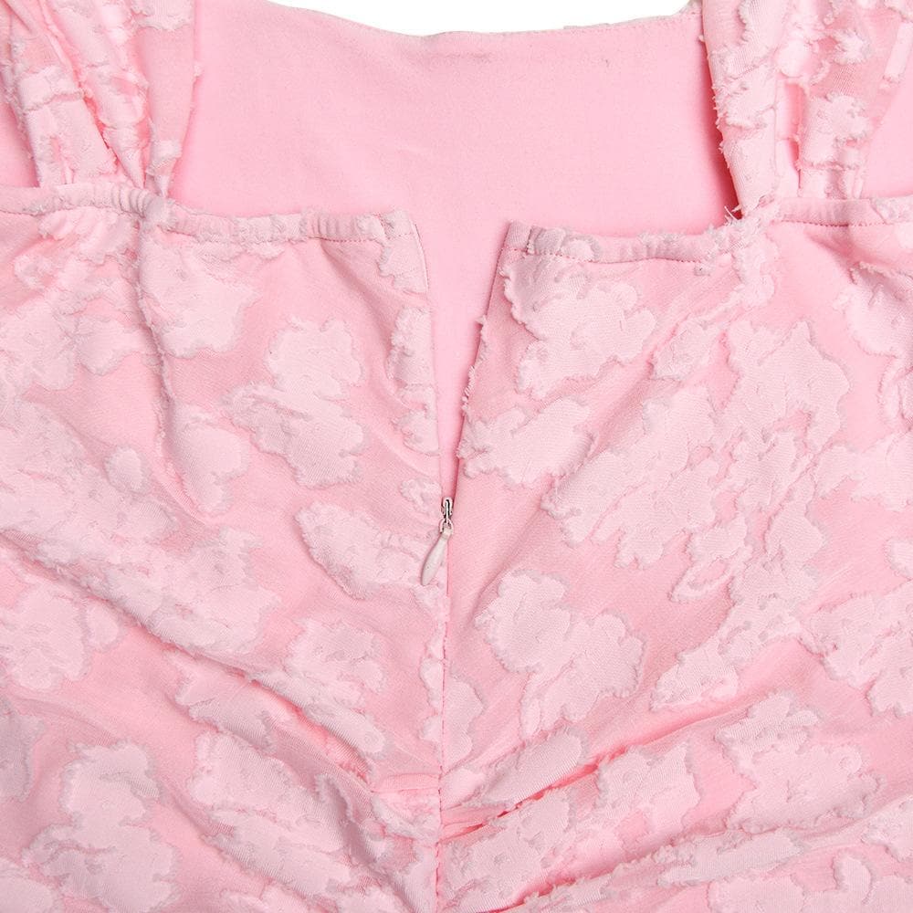 U neck zip-up ruched bustier ruffle cami maxi dress  | Festival Outfits Women