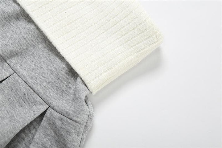 Contrast knitted pleated patchwork low rise mini skirt  | Festival Outfits Women