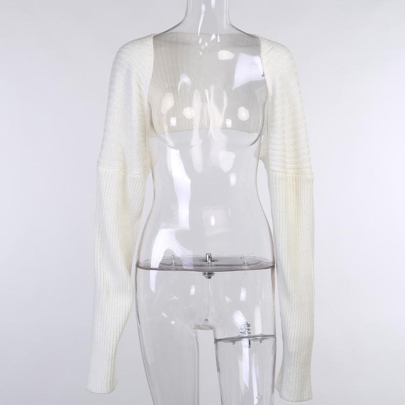 Knitted long sleeve cropped top - Halibuy