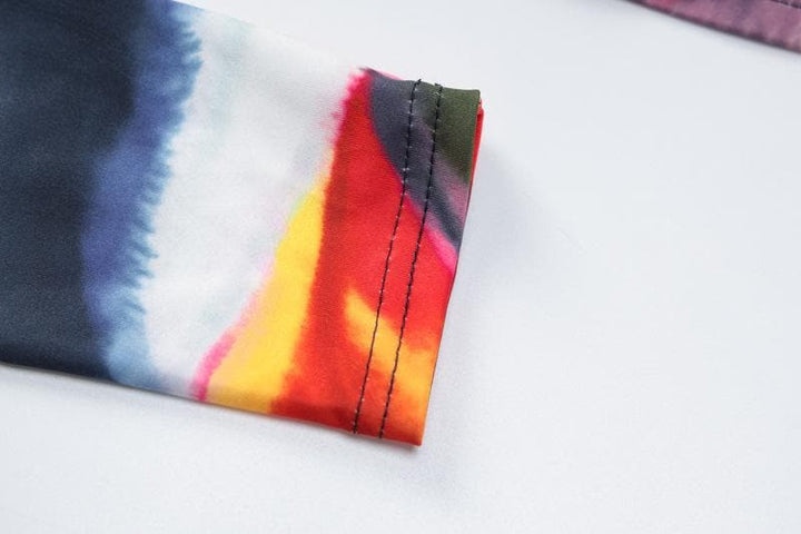 Long sleeve tie dye round neck mini skirt set