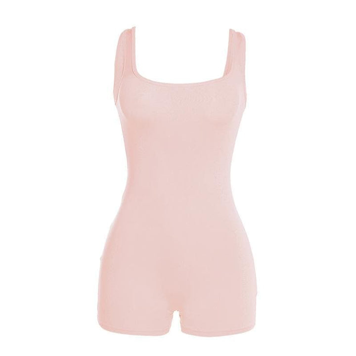 Square neck sleeveless backless solid romper