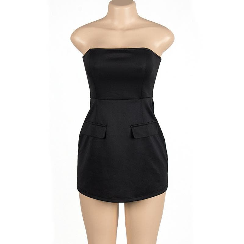 Backless solid stitch sleeveless tube mini dress  | Festival Outfits Women