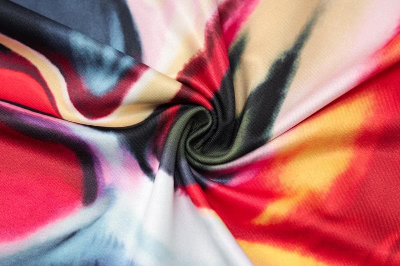 Long sleeve tie dye round neck mini skirt set