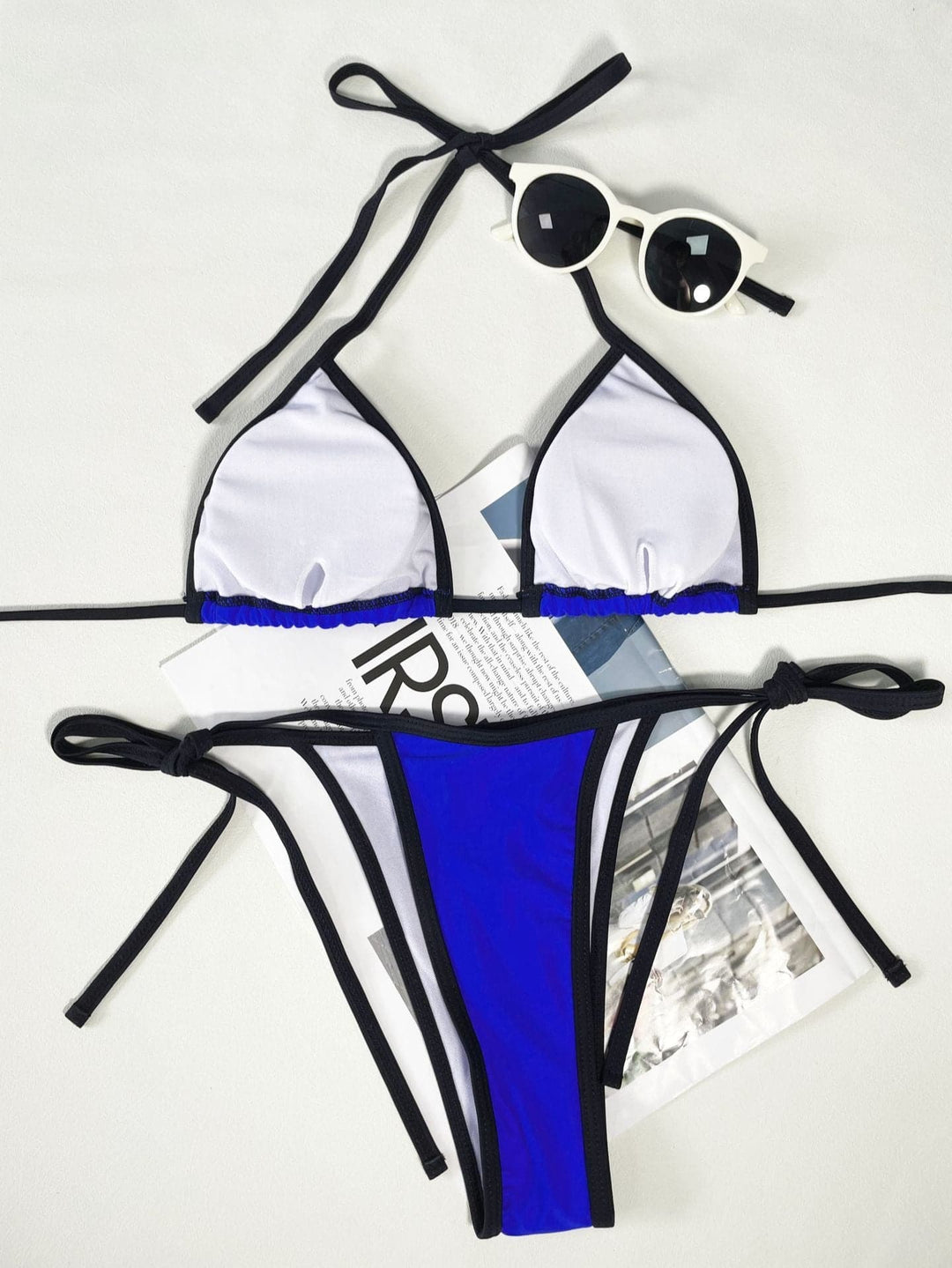 Kayan ninkaya na bikini masu kama da juna na Halter contrast