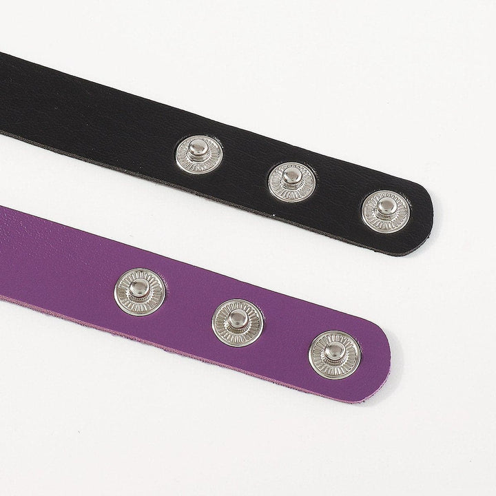 Wing heart ring button PU choker necklace