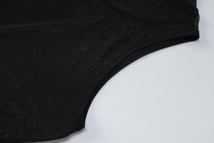 Sheer mesh see through hoodie sleeveless maxi dress