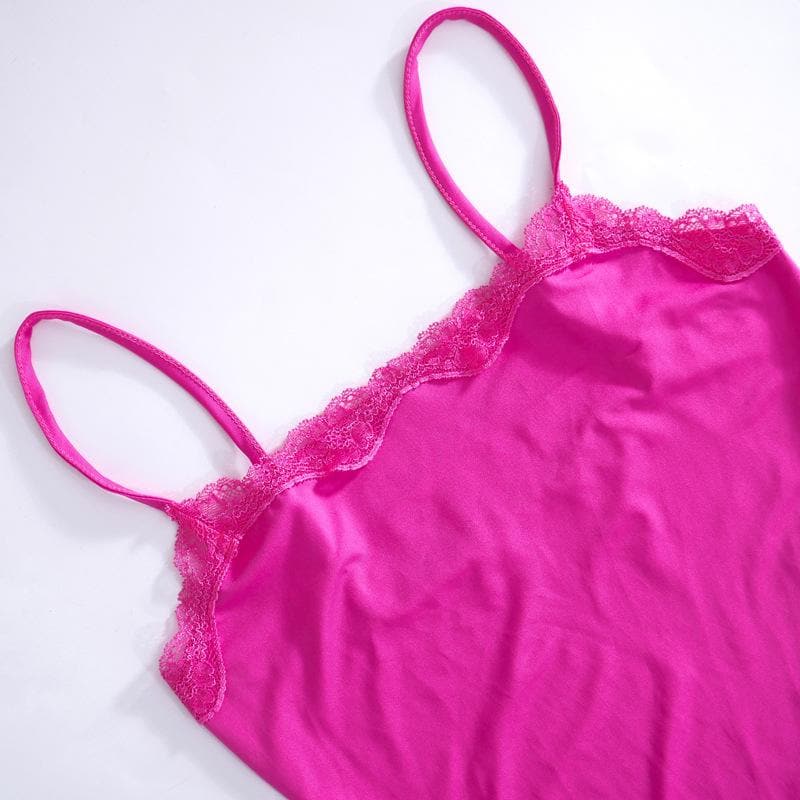 Lace hem square neck solid backless cami maxi dress- Final Sale