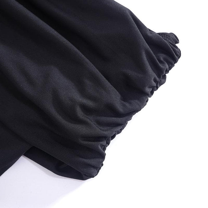 Ruched solid off shoulder hollow out backless crop cut out top