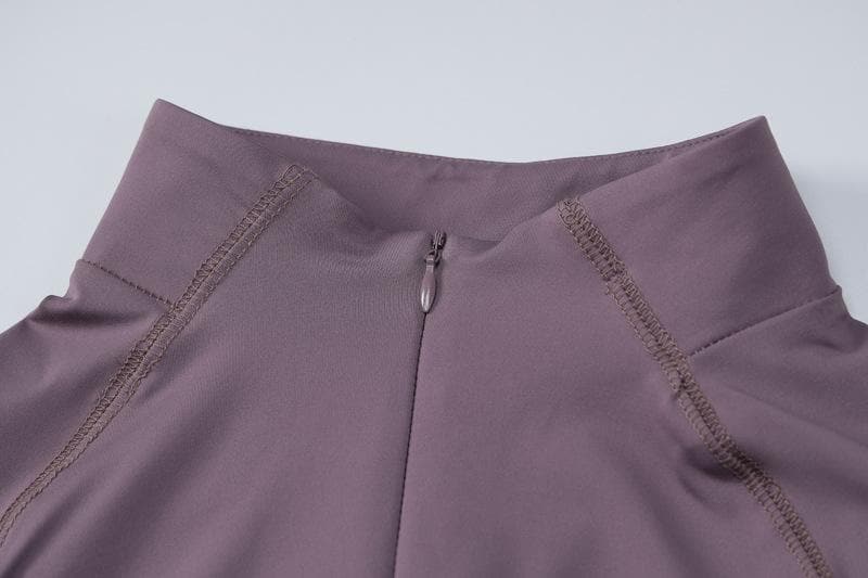 Gloves zip-up solid long sleeve high neck top  | Festival Outfits Women