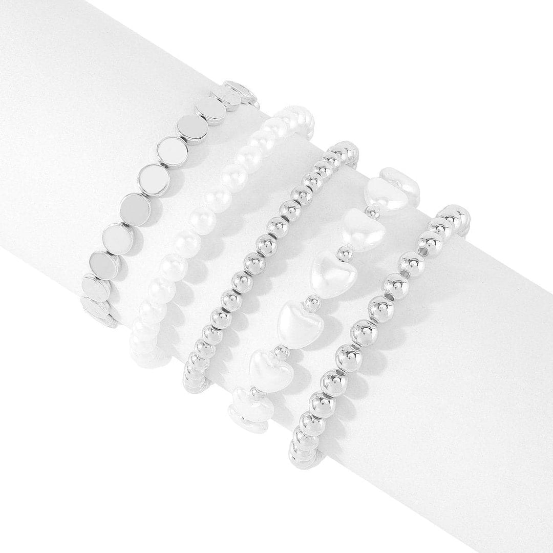 5 pcs faux pearl beaded chain bracelet