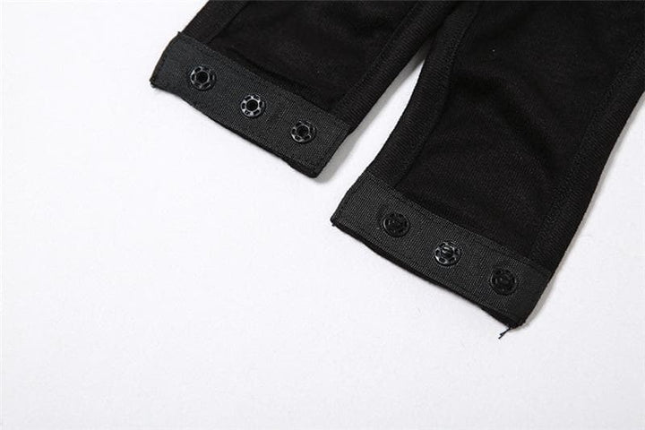 Hollow out irregular sleeveless solid patchwork bodysuit