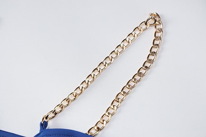 Metal chain knotted ruched solid crop top - Halibuy