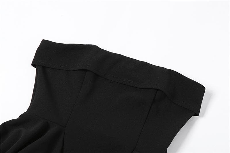 Irregular pleated off shoulder solid backless tube dress