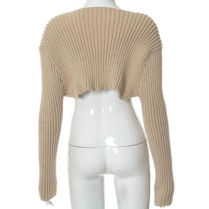 Long sleeve knitted solid shrug top-final-sale