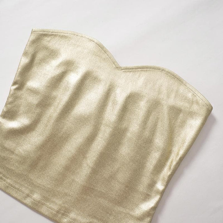 Backless metallic sweetheart neck solid tube top  | Festival Outfits Women
