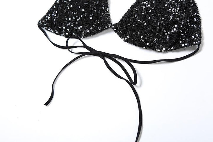 Halter metallic glitter cowl neck ruched 2 piece top  | Festival Outfits Women