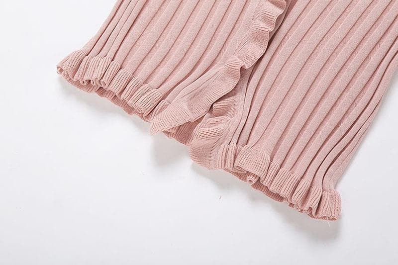 Short sleeve ribbed ruffled buttoned crop top - Halibuy